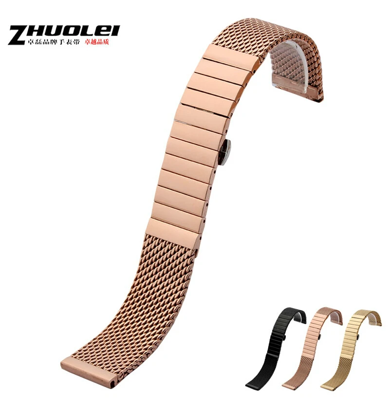 Watch band 22mm Rose Gold stainless steel SHARK mesh Watch Bands Strap