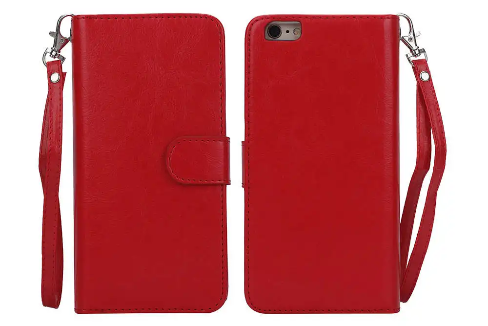 Новинка, мужские и женские кошельки из искусственной кожи, защитный кошелек для телефона, многофункциональные визитные карточки, держатель для денег, вместительные клатчи - Цвет: Red i6plus-i6splus