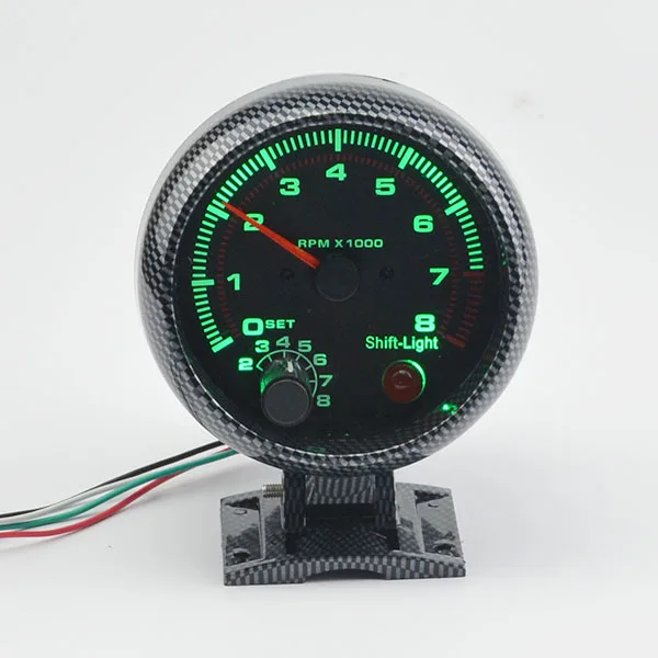 

New 3.75" Car Rev Counter Pointer Tachometer Gauge Meter 0-8000 RPM Green Led light Free shipping