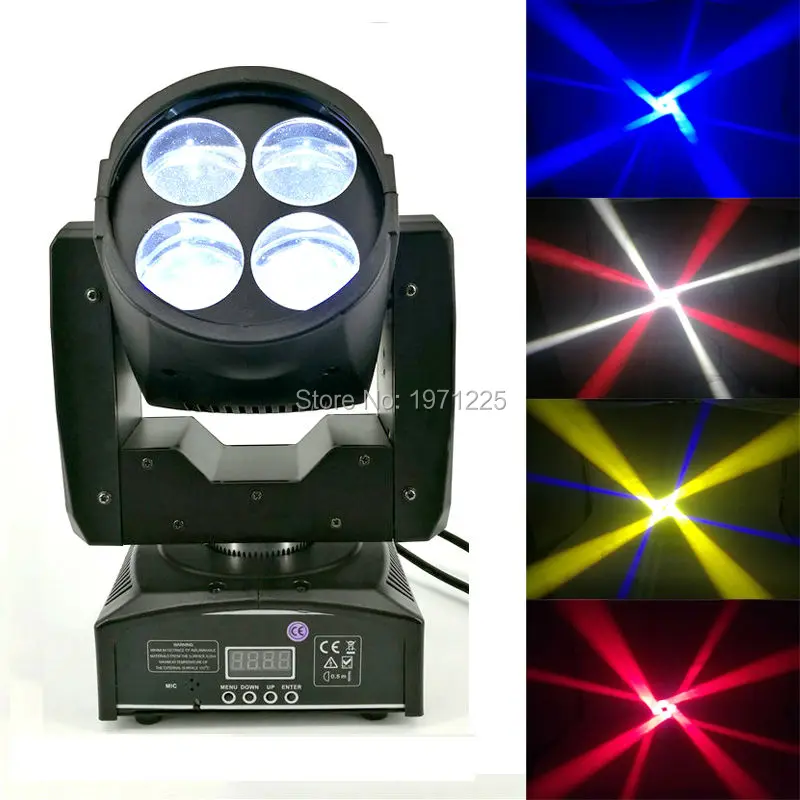 

DMX-512 Led Colorful Mini Moving Head Light Night Club Bar KTV 4X10W LED Super Beam Moving Head Stage Lighting with LCD display
