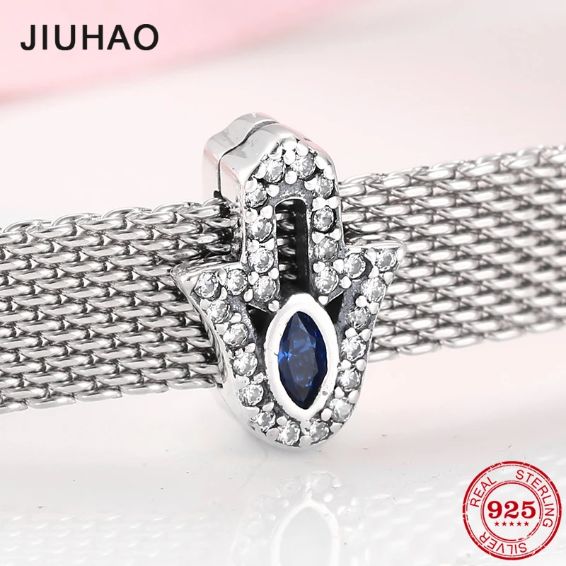 

Lucky Hand of Fatima CZ eye 925 Sterling Silver Clips Beads fit Original reflection Charm Bracelet Jewelry making 2019