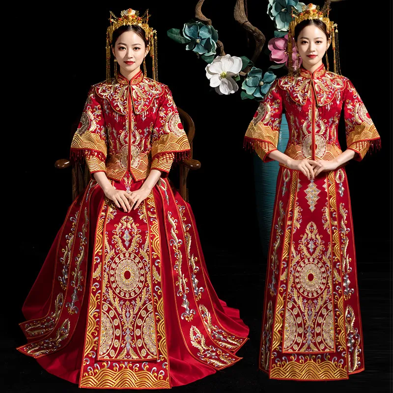 Новинка, классический красный длинный Qipao Suzhou, вышивка, Cheongsam, Свадебный костюм, элегантное женское свадебное платье для невесты, XS-3XL