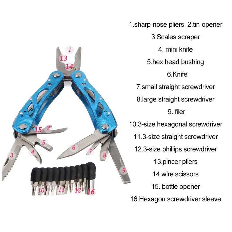 Superior Multifunctional Hand Tools For Outdoor Camping Portable Pliers Repair Pocket Folding Knife Screwdriver Set Multitools