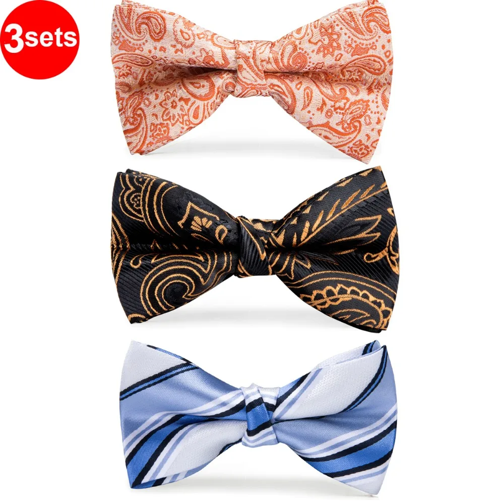 

DiBanGu 3pcs Hot Sale Boys Bowtie Polester Bowties Baby Kids Children Fashion Butterfly Bow Tie Blue Orange Paisley Bowties