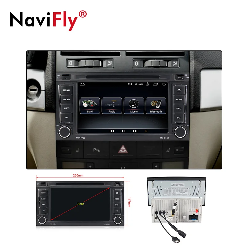 Best NaviFly Android 8.1 car dvd radio gps multimedia player for Volkswagen Transporter T5/Multivan 2002-2010 7 inch 2 din WIFI BT 1