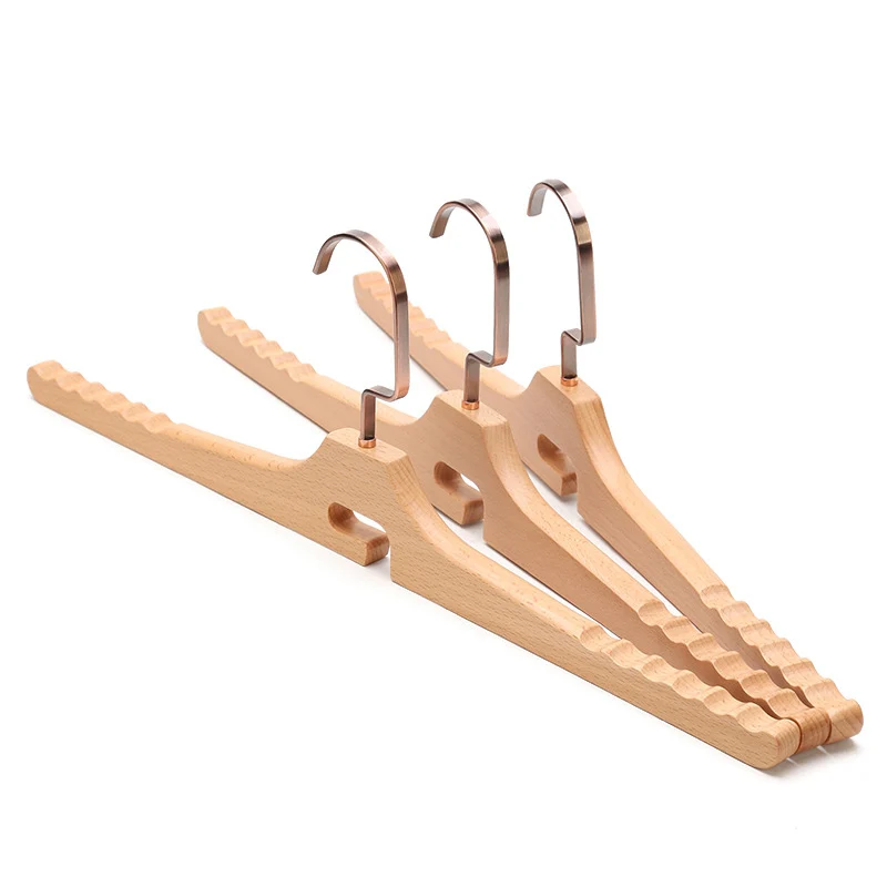 High end 3pcs anti slip wooden jeans cloth hanger in Hangers & Racks