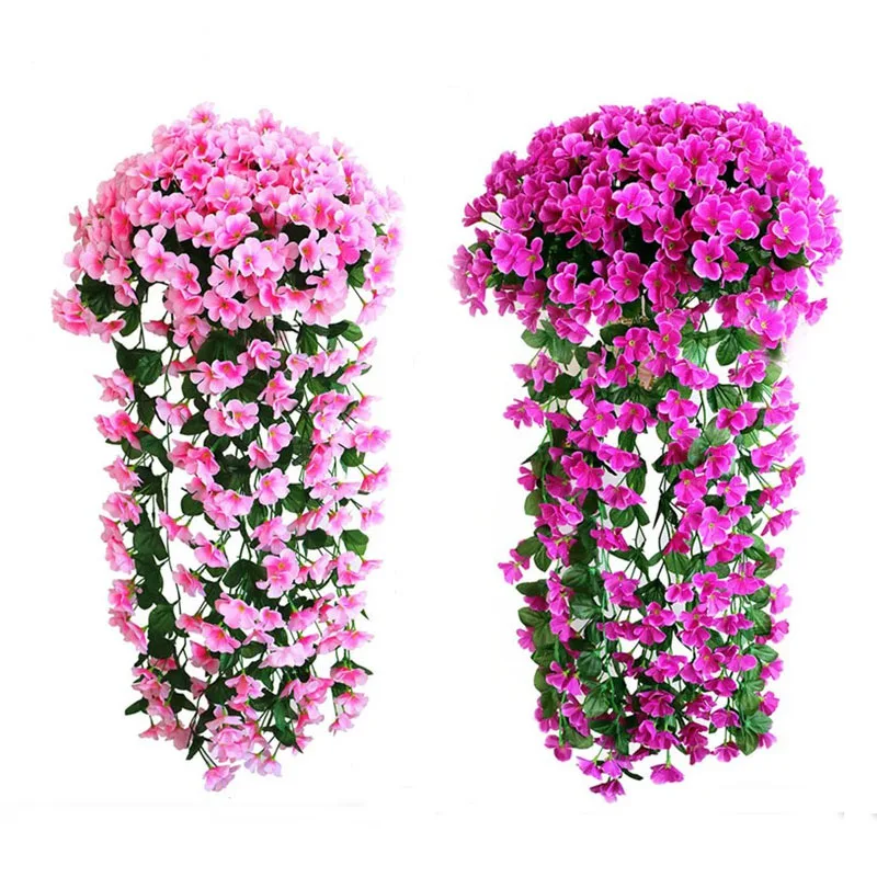 

Artificial Flowers Violet Flower Vine Pink Purple Tulips Leafy Artificial Silk Fake Rattan Home Outdoor Decor Artificial Flowers