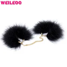 Black feather hand cuffs handcuffs for sex toys bdsm bondage set fetish slave bdsm sex toys