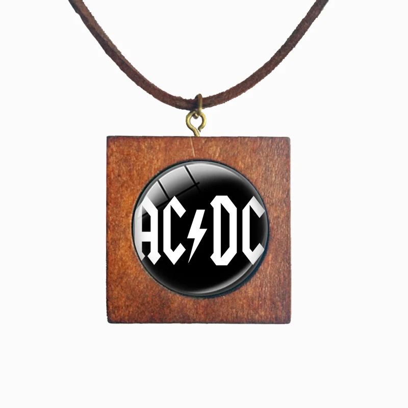 

Band Series New Arrival Accessories Rock And Roll Band AC/DC Letter Logo Pendant ACDC Square Necklace Jewelry