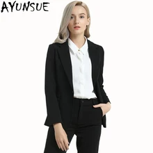 AYUNSUE весенний женский блейзер с длинным рукавом Тонкий Женский блейзер офисный синий пиджак женский большой размер 4XL Верхняя одежда LX1403