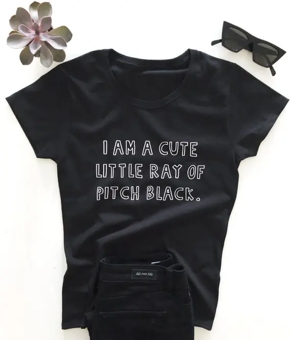 

Skuggnas I am a cute little ray of pitch black T-shirt 90s fashion tees gifts aesthetic harajuku grunge goth unisex Tops