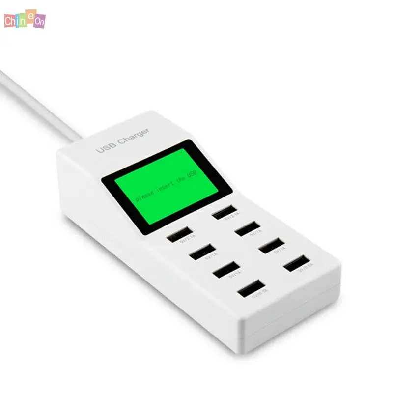 الاتحاد الأوروبي/الولايات المتحدة/المملكة المتحدة التوصيل العالمي 8 متعددة منفذ USB مهايئ طاقة حائطي شاشة الكريستال السائل شاحن ل هاتف لوحي