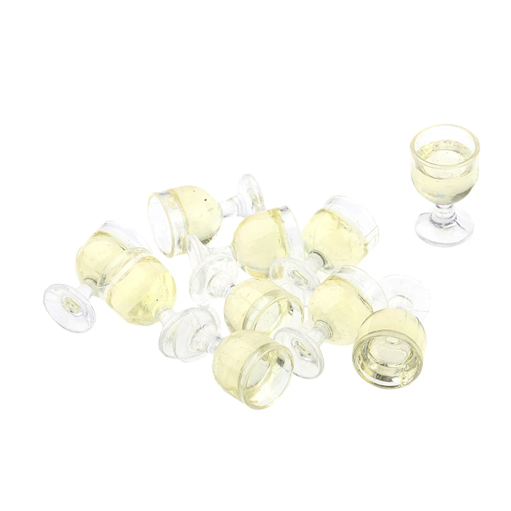 10 Pieces Wine Glasses Champagne Cup Goblet Dollhouse Miniature Colorful Life Scenes Decorations Kids Pretend Play Toy