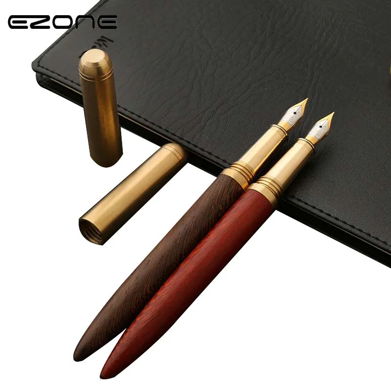 

EZONE 1PC Wooden Recycled fountain Pen High Quality Wood Pen With Gold Parts Stationery School Supplies Lovely Student Gifts