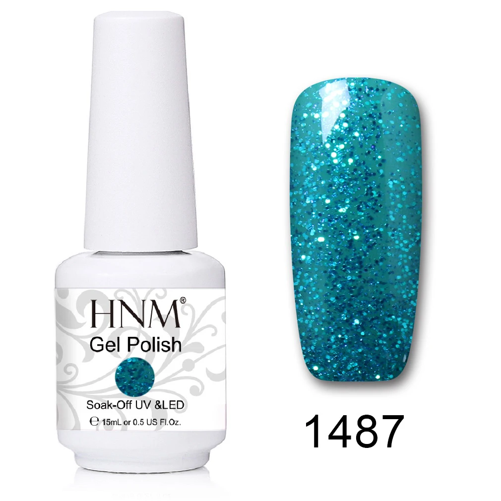 HNM 241 Colors 15ml Pure Glitter UV Gel Nail Polish Soak Off Primer LED Lamp GelLak Hybrid Varnish For Nails Art Enamel Lacquer - Цвет: 1487