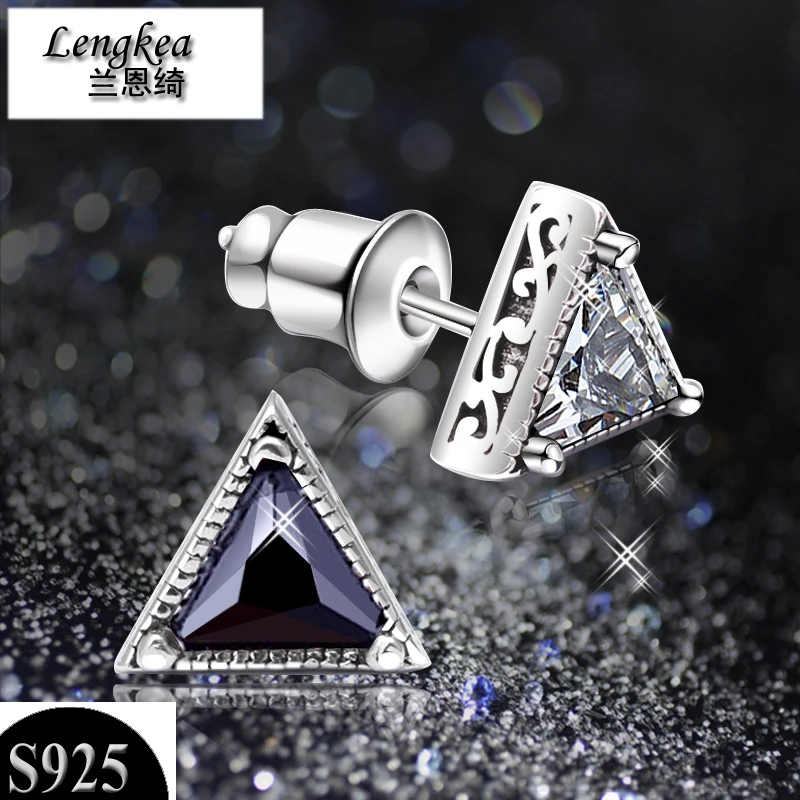 

Free shipping,S925 silver male stud earring triangle vintage Men stud earring personality male fashion earring,boy friend gift