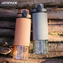 Uzspace garrafa de água de frutas, capa de silicone portátil para esportes ao ar livre e piscina de 350ml/500ml garrafa sem bpa