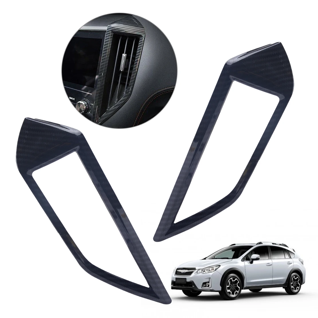 

DWCX 2Pcs Car Console Central Control Panel Middle Air Vent Conditioning Outlet Cover Trim Fit for Subaru XV Crosstrek 2018