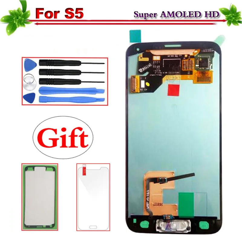 

Super AMOLED for Samsung Galaxy S5 G900F LCD Display Touch Screen Digitizer Assembly Replacement for Galaxy S5 G900A 100% Tested