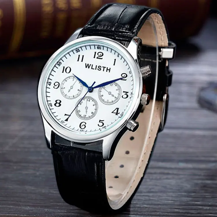 

Wo Shi Wrist Watch Man Wrist Epidermis Bring Imitate Three Eye Quartz Watch Student Male Epidermis Bring Wrist Watch P603
