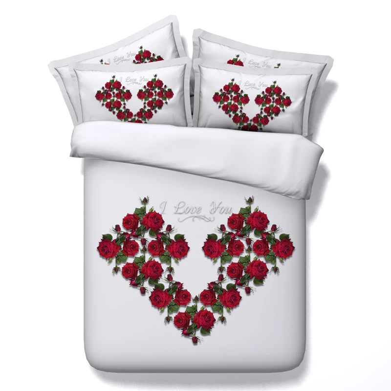 3D Red Rose Bedding set bedspread duvet cover bed in a bag sheet spread California King queen size full double twin single 4pcs