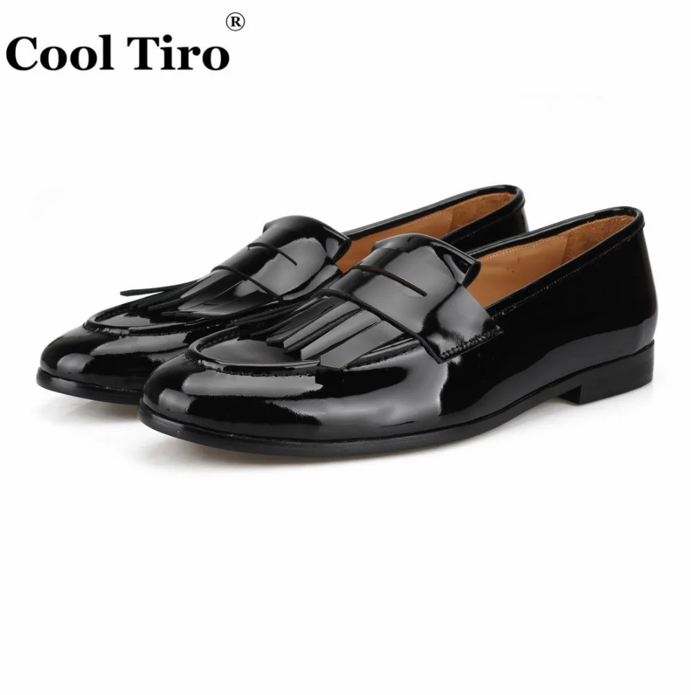 Black patent leather Loafers Men Moccasins (3)