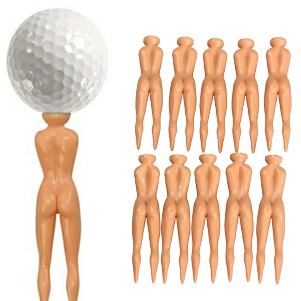 Hot Sale 10Pcs/set Nude Lady Golf Tee Plastic Practice Golfer Tees plastico Golf Training Aids Accessories JC