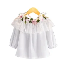 DFXD 2017 Spring Summer Baby Girl White Long Sleeve Off Shoulder Cotton Blouse Flower Embroidery Girls Tops Kids Clothes 2-8T DFXD 2017 Spring Summer Baby Girl White Long Sleeve Off Shoulder Cotton Blouse Flower Embroidery Girls Tops Kids Clothes 2-8T