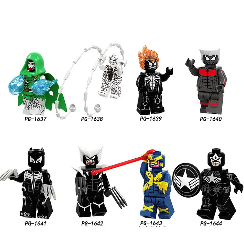 

LEGOing Figures Super Heroes Captain America Spiderman Wolverine Panther Model Building Kits Toy For Children