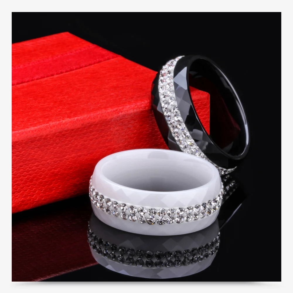 Black And White Simple Style Simply Crystal Ceramic Rings for Women Womens Ring Jewelry Rings Ring Jewelry