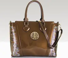 ONEFULL New HIGH QUALITY patent leather shoulder bag women sexy zipper messenger bag lady floral casual shoulder bags brand