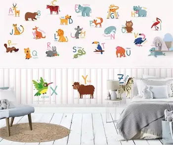 

Custom 3D Photo Wallpaper Mural Kids Room TV Sofa Backdrop Wallpaper Cartoon Animal Interest Letter Picture Wallpaper Home Decor