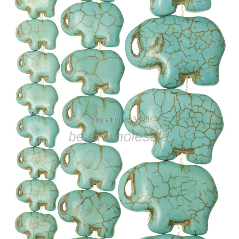

OMH wholesale Blue Howlite Side Ways Flat Elephant Loose Beads 16'' Strand