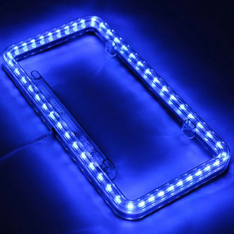 Universal 12V White Red Blue Green 54 LED Light Car Front Rear Number License Plate Frame Cover - Цвет: Синий