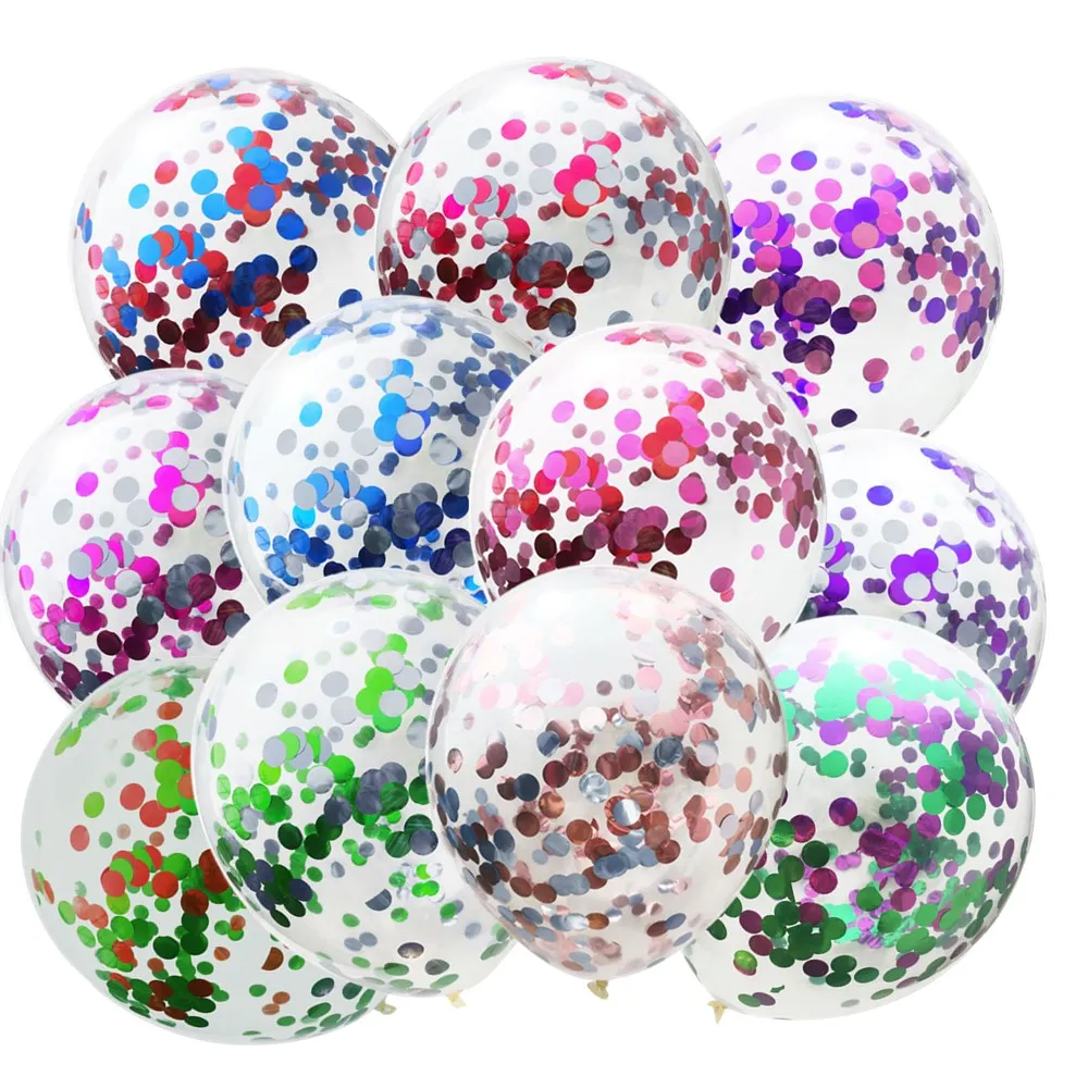 

5pcs 12inch Rose Gold Mix Confetti Balloons Clear Latex Balloon for Wedding Decoration Happy Birthday Baby Shower Party Supplies