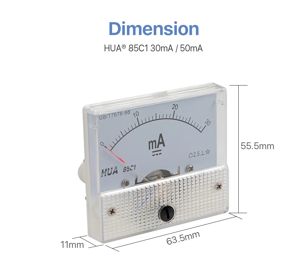 Cloudray 30mA 50mA Амперметр Хуа 85C1 DC 0-30mA 0-50mA аналоговая AMP Панель измеритель тока для CO2 лазерный станок для гравировки и резки