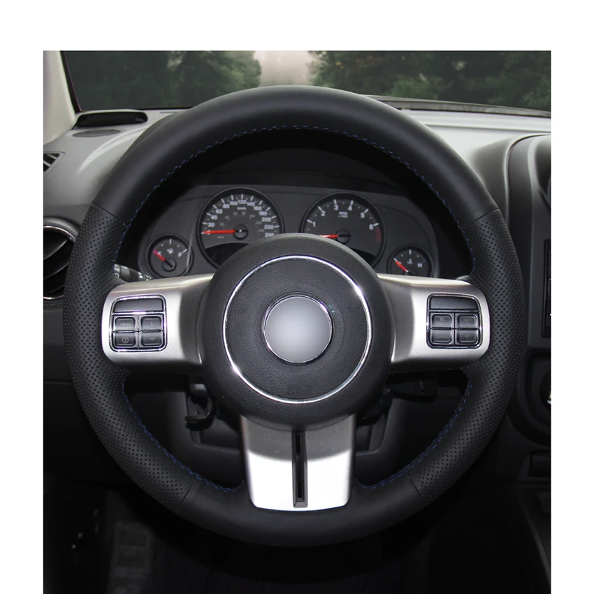 Ручное шитье черный PU искусственная кожа Чехлы рулевого колеса автомобиля обертывание для Jeep Grand Cherokee 2011-2013 компас Wrangler Патриот