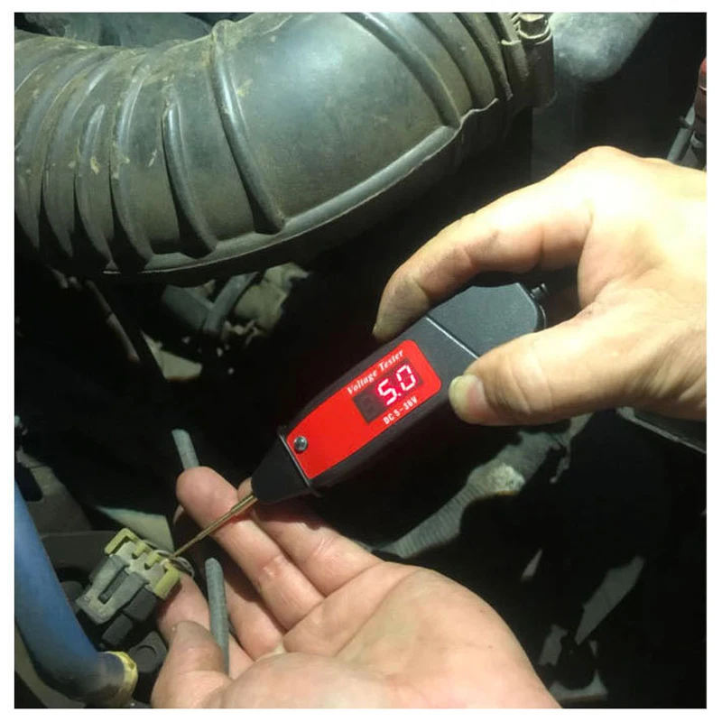 1.65m Spring Line Car Digital LCD Electric Voltage Test Pen Probe Detector Tester With LED Light for Auto Car Testing Tool