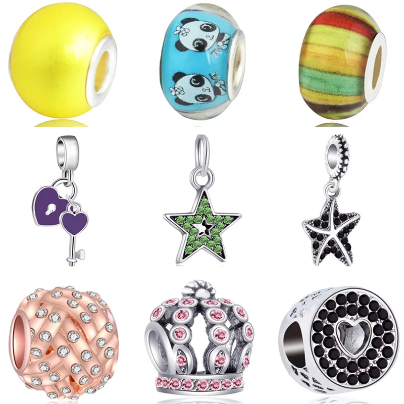 

Fresh Style Cute Bowknot Lion Frog Crown Music Stars Beads Pendants Fit Original Pandora Charms Bracelets for Women Pulsera DIY