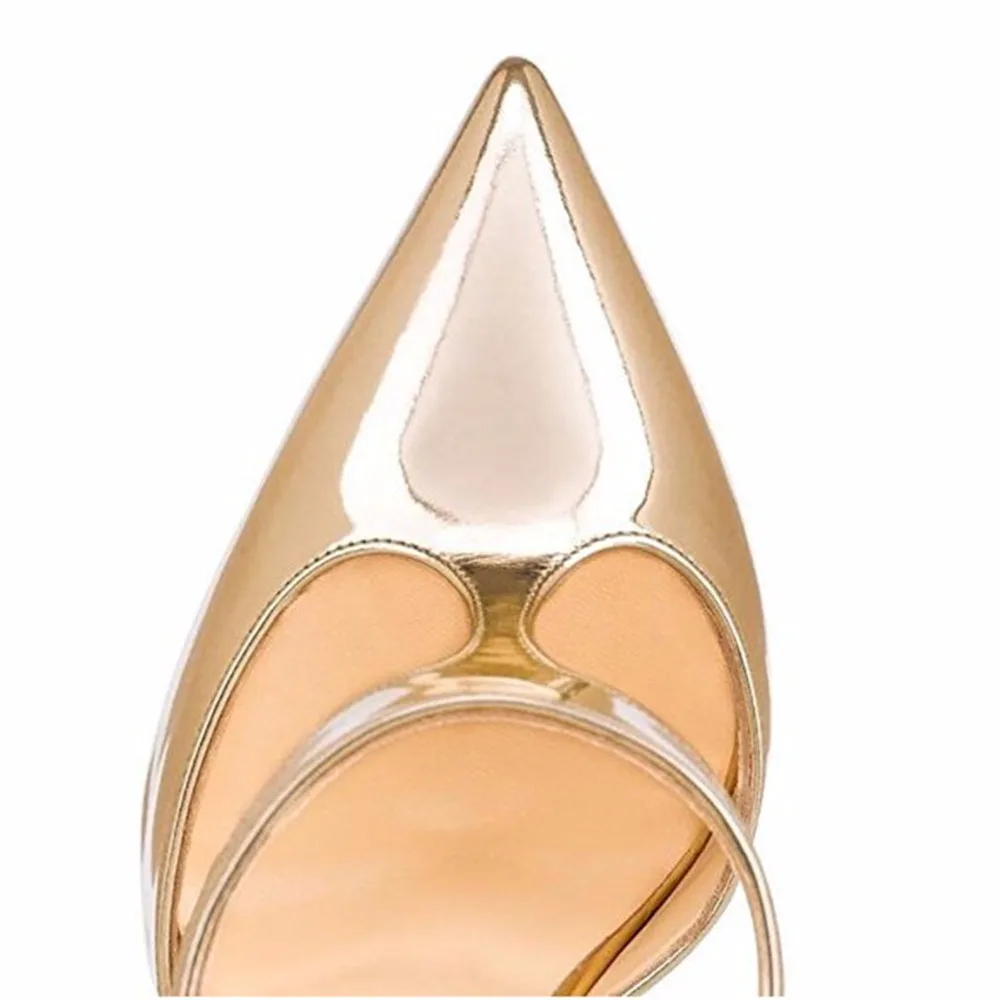 Gold Shiny Patent Leather Woman Pumps High Heel Red Sole Poited Toe Ladies Sexy Party Wedding Dress Shoes Women Pumps Wholesale