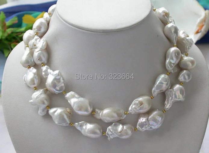 

33" 28mm BAROQUE WHITE KESHI REBORN PEARL NECKLACE
