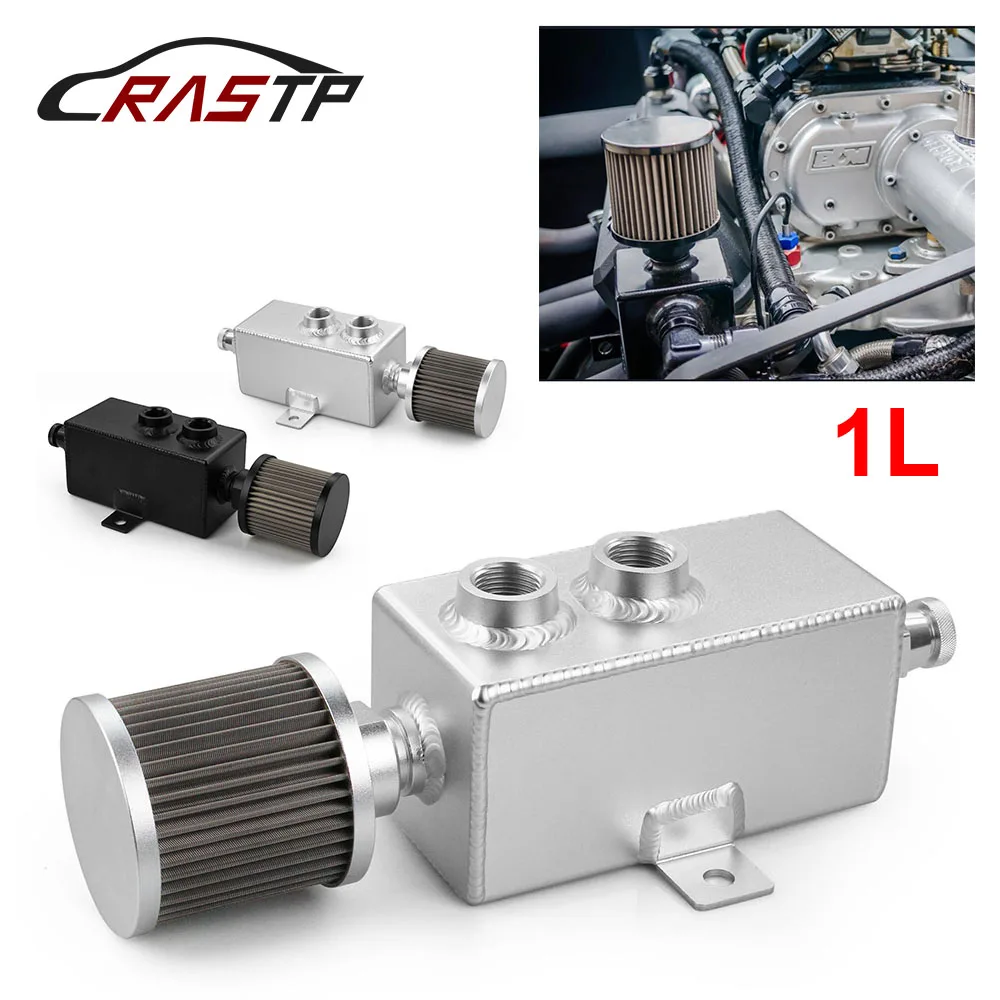 RASTP Universal Aluminum 1L Oil Catch Can Reservoir Tank / Oil Catch