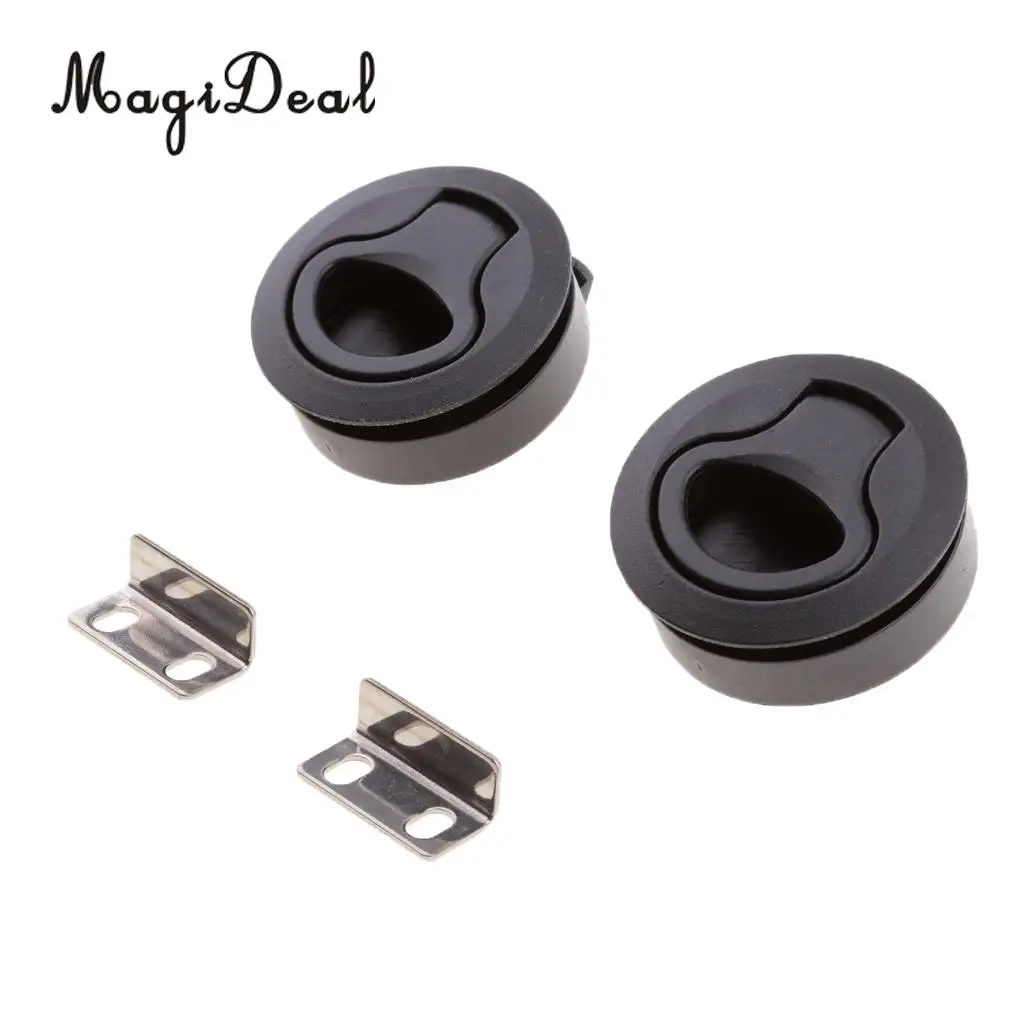 MagiDeal 2pcs White/Black Nylon Marine Locker Hatch Latch Turning Boat Lock Lift Handle for Canoe Dinghy Yacht Rafting Boating