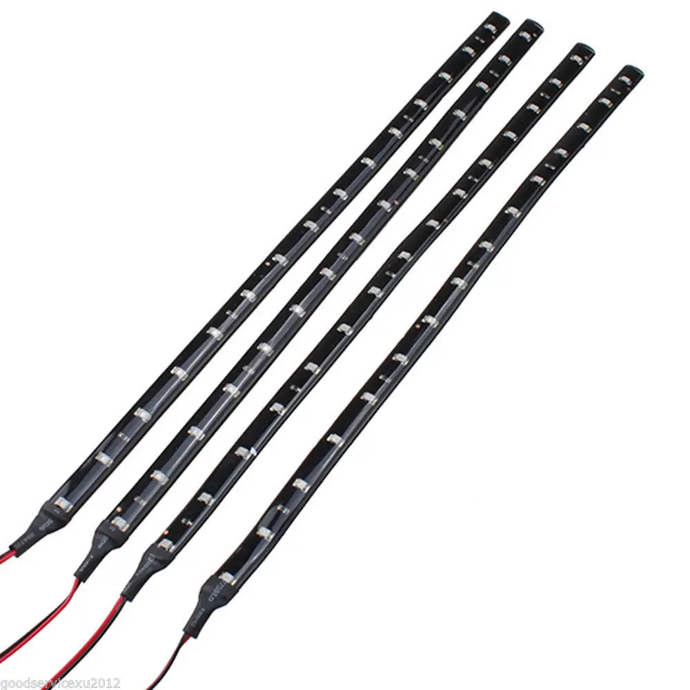 

CYAN SOIL BAY 4PCS Autos Interior Amber Yellow Waterproof Flexible Lighting 30cm 15 SMD LED 12V 3528 Car Truck Motor Strip light