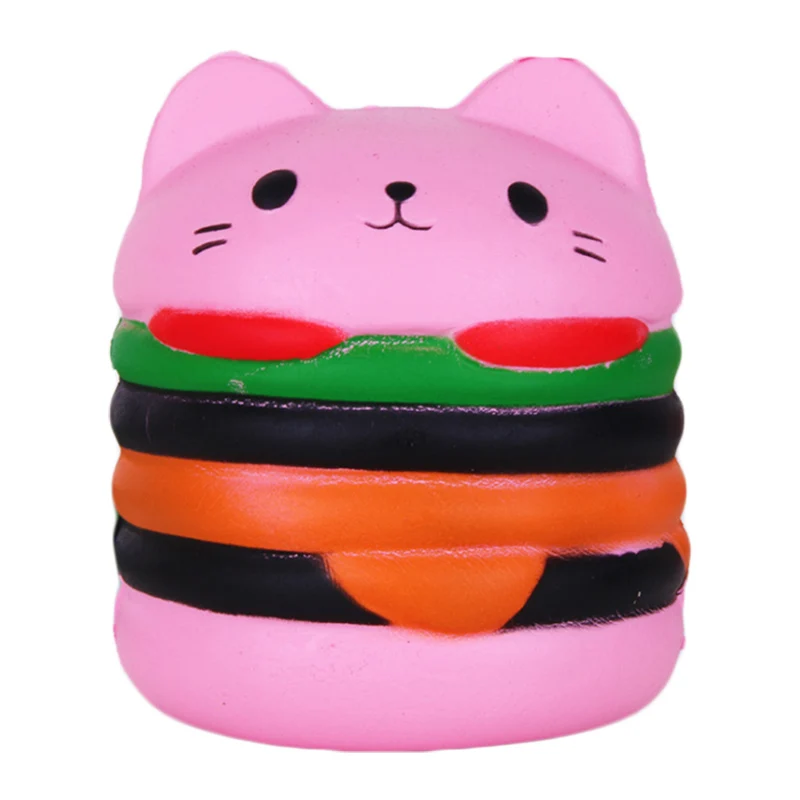 Jumbo Cat Face Burger мягкие ароматизированные игрушки из искусственной кожи для снятия стресса, подарок на Рождество - Цвет: Pink