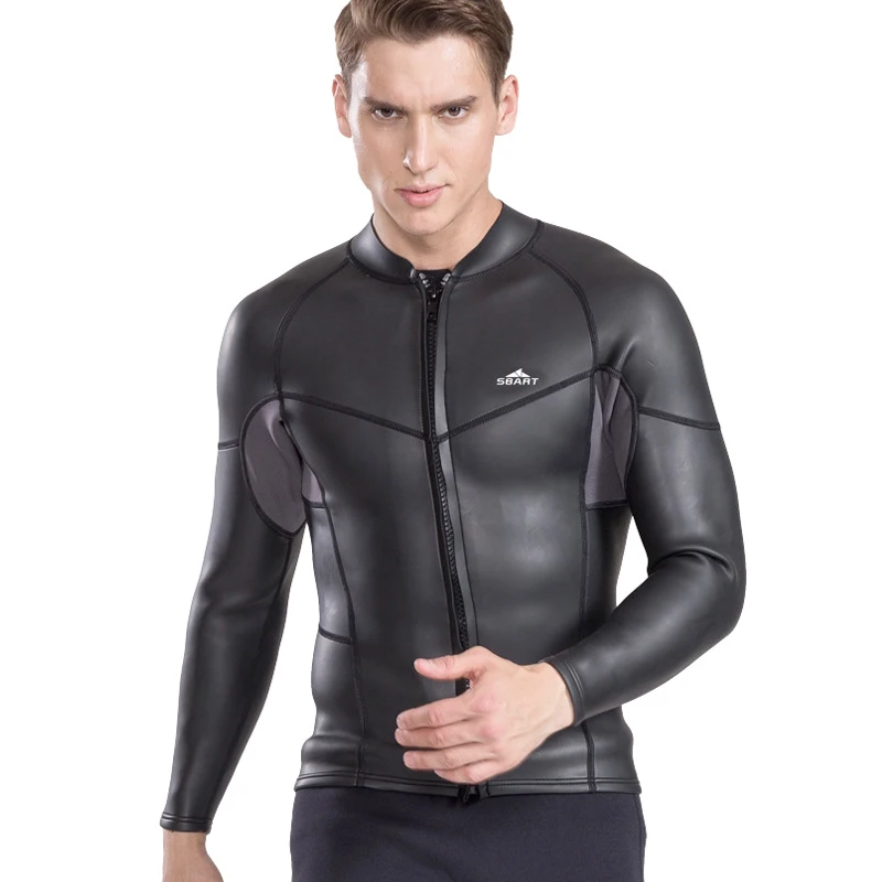 

C166 Male long sleeve surfing cold diving jacket warm winter swimming water jellyfish 2mm snorkeling suit coat