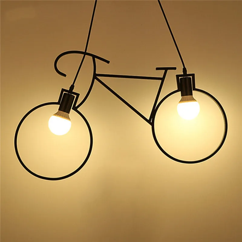 Железная Ремесленная лампа-велосипед, кухня, лофт, спальня, потолочный светильник для дома, Creatives, аксессуары для освещения с 2 лампами Питания, 2 размера