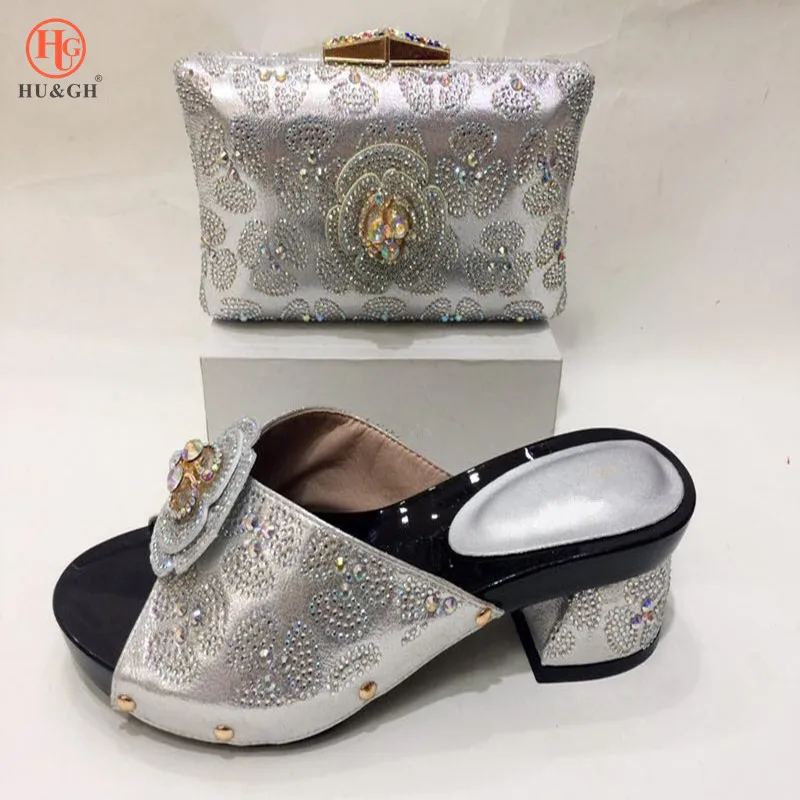 

New Fashion Silver African Shoes with Matching Bags Hot Sales Italian Shoes with Matching Bags Sizes 37-44 Italian Shoe and Bags