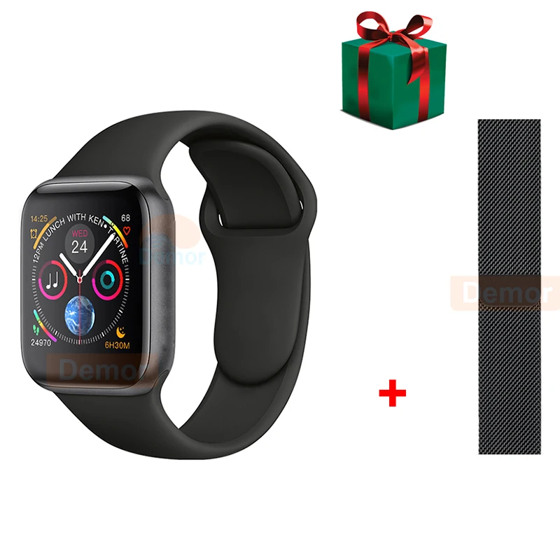 IWO 8, умные часы, серия 4, 44 мм, Bluetooth, умные часы для мужчин и женщин, гарнитура, металлический ремешок, подарки, iOS, iPhone, Android, телефон, Apple Watch - Цвет: Black Steel