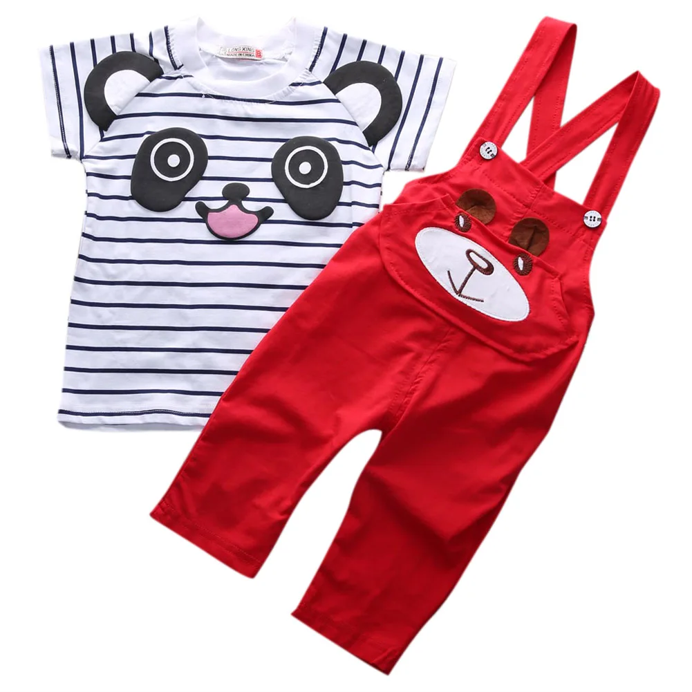 

Newborn Baby Boy Summer Clothes T-shirt+Bib Pants Overalls Outfits Summer 2pcs Set